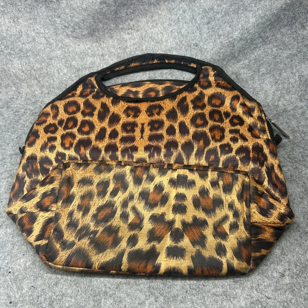 Steve Madden Womens Leopard Print Insulated Lunch Tote OS Brown Animal Pattern